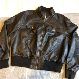 Perforated FuxLeather Bomber Jacket